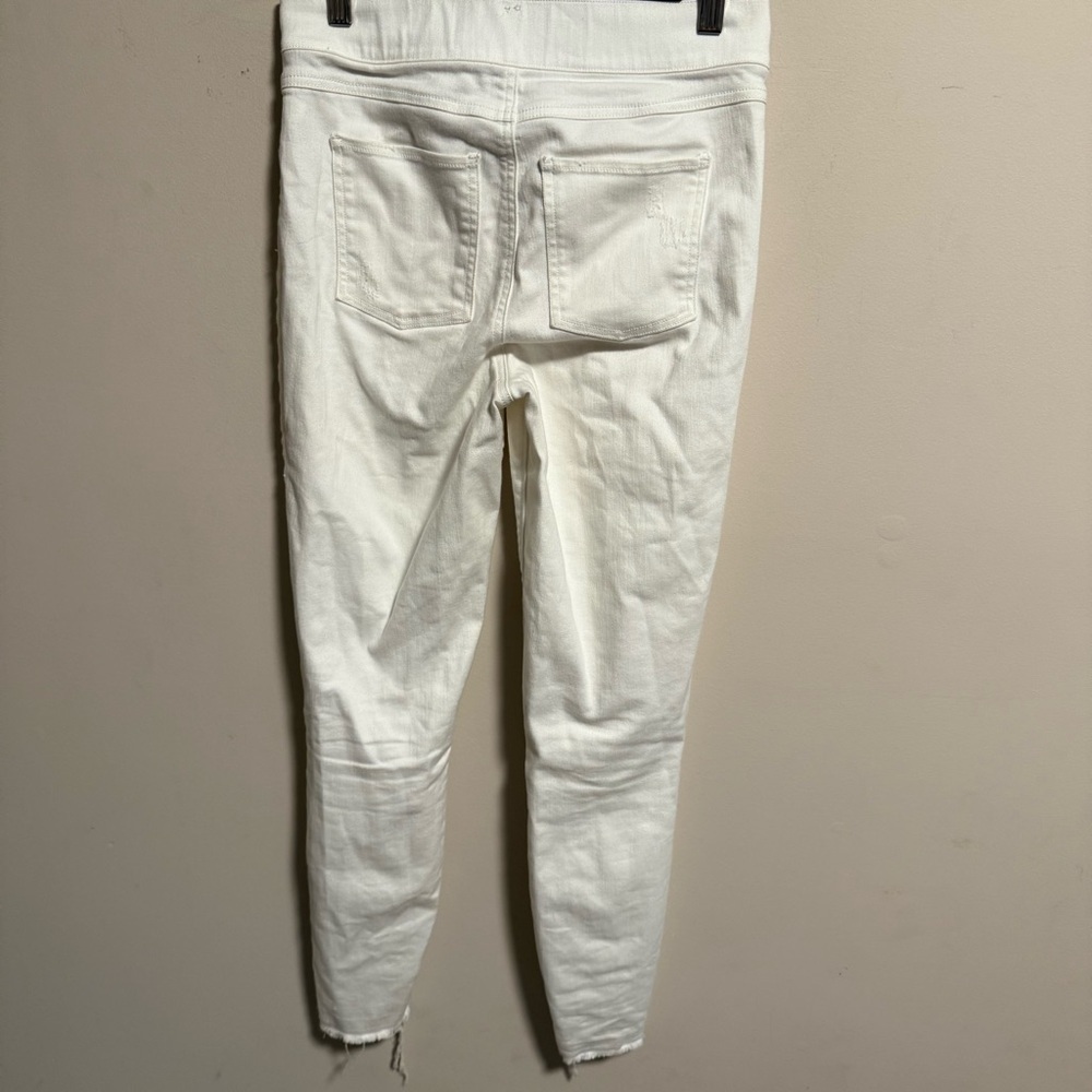 Spanx Distressed Raw Hem Pull On Skinny Jeans White Size Small - Picture 5 of 7